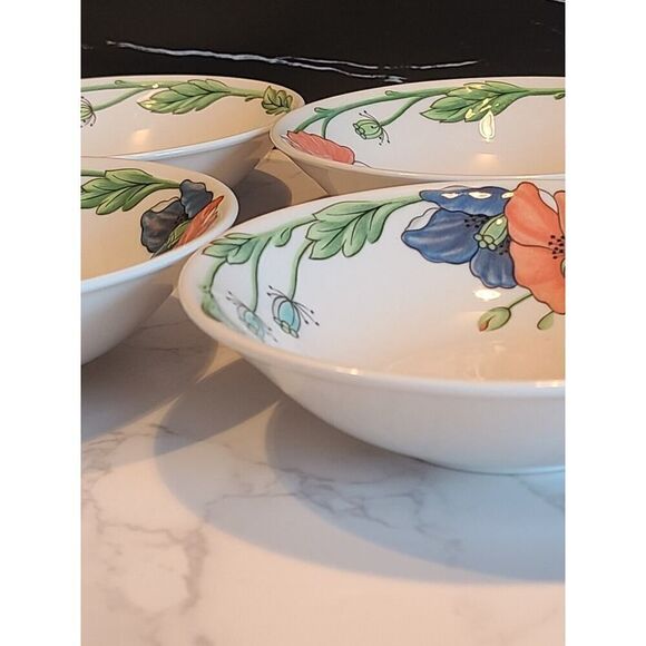 Villeroy & Boch 6" Soup/Cereal/Salad Bowls 'Amapola' Poppy Pattern Set of 4 EUC - Picture 7 of 8
